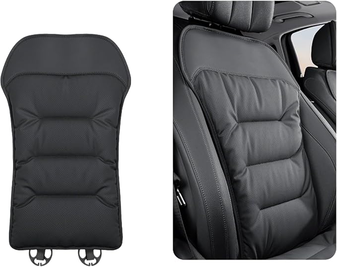 Bzxpk Skin-Friendly & Dirt-Repellent Leather Car Seat Cushion, Non-Slip PU Leather Seat Cover for Car, Office Chair & Travel, Breathable Comfort Cushion (Black, Backrest)