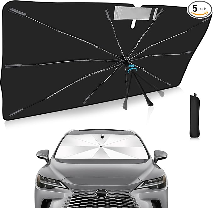2025 Upgrade Windshield Sun Shade Umbrella Custom Fit for Lexus RX 2023-2025 Foldable UV Protection Car Cover, Emergency Rain Shield & Dashboard Protector - Durable Auto Accessory