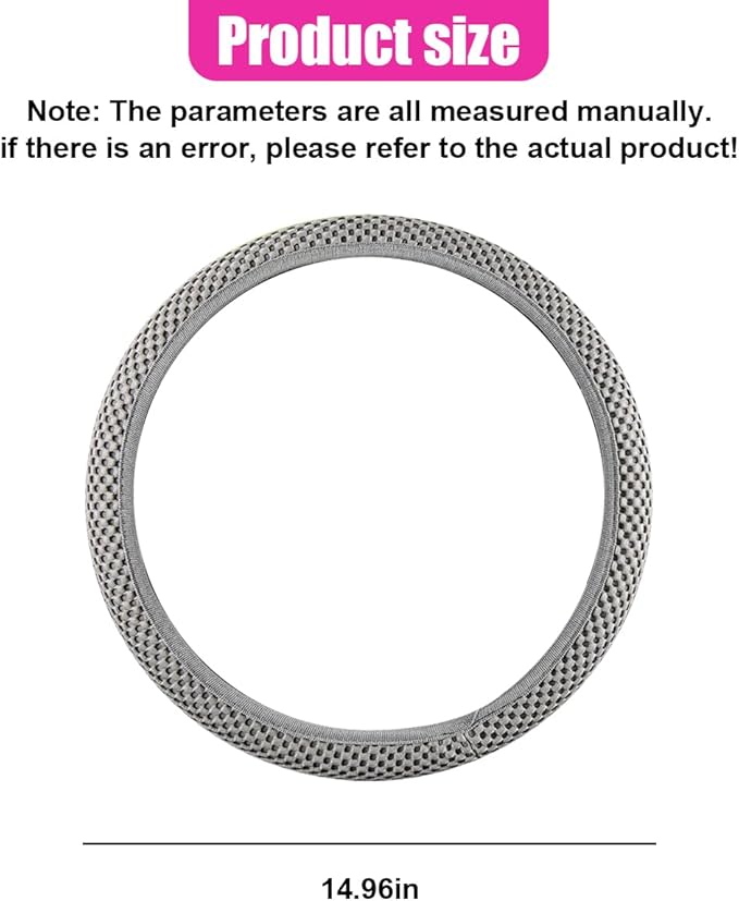 Elastic Stretch Steering Wheel Cover, Anti-Slip 15 inch Microfiber Odorless Breathable Ice Silk Car Steering Wheel Protector, Easy Carry, Warm in Winter & Cool in Summer (Grey)