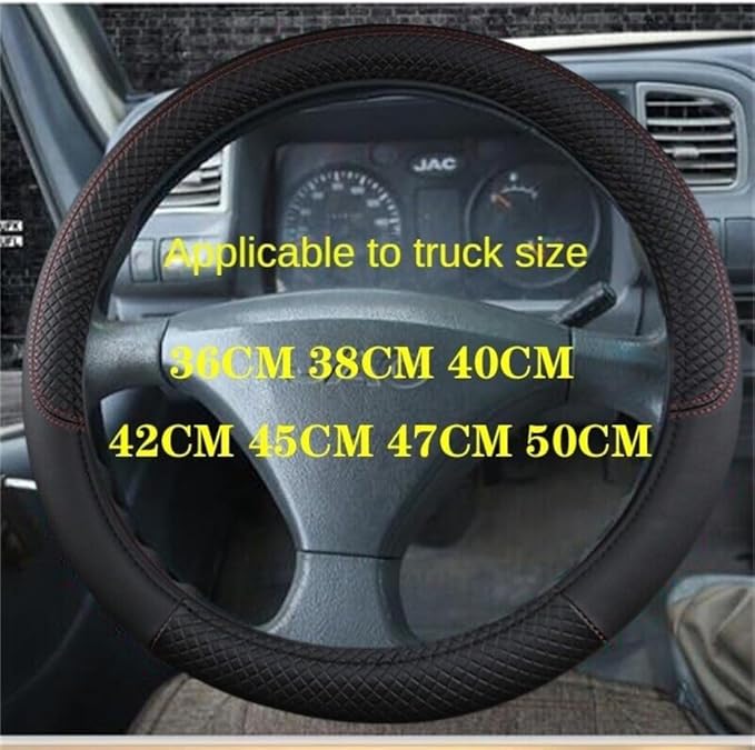 Car Van Semi Truck Trailer Bus Leather Steering Wheel Cover 15" 16" 17" 18" 19" Maximum Grip (Burgundy,38cm/15in)
