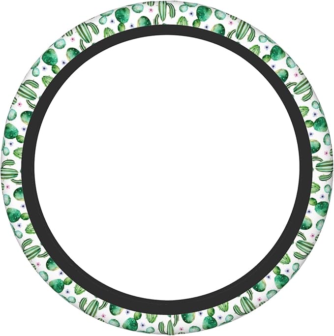 Green Cactus Steering Wheel Cover for Women Men Girls, Universal 15 Inch Cute Anti Slip Steering Wheel Protector Car Accessories Interior for Auto Truck SUV