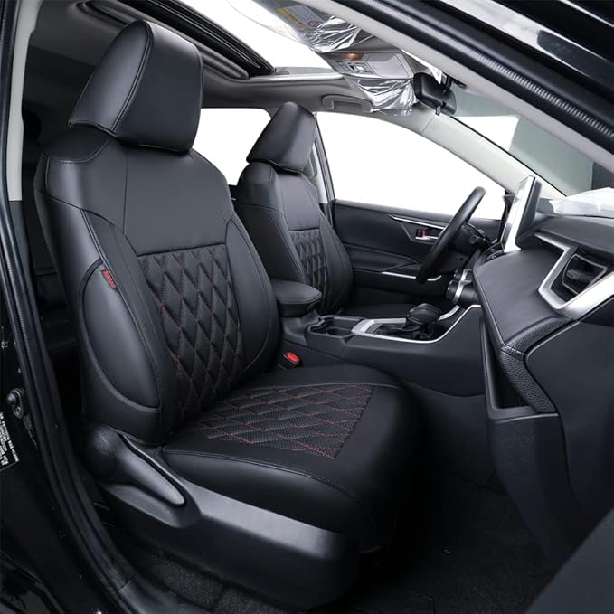 coverdream Corolla Cross Leather Seat Covers Custom Fit for 2023-2026 Toyota Corolla Cross Hybrid S,SE,XSE,Nightshade SUV,Fully Covered,Luxury Waterproof Car Seat Protector(Full Set,Red/Black)