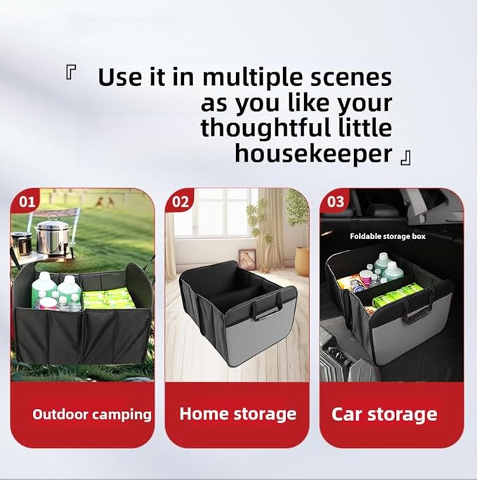 Zenithide Car Trunk Organizer with, Collapsible Car Trunk Storage Organizer, Car Organizer and Storage for SUV, Truck, Sedan (grey) 21.7x17.7x13.4 Inches