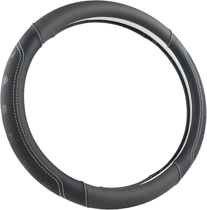 GIANT PANDA Car Steering Wheel Cover for Toyota RAV4,Camry,Highlander,Corolla,Prius,Tacoma,Standard Size - Black+Gray Line