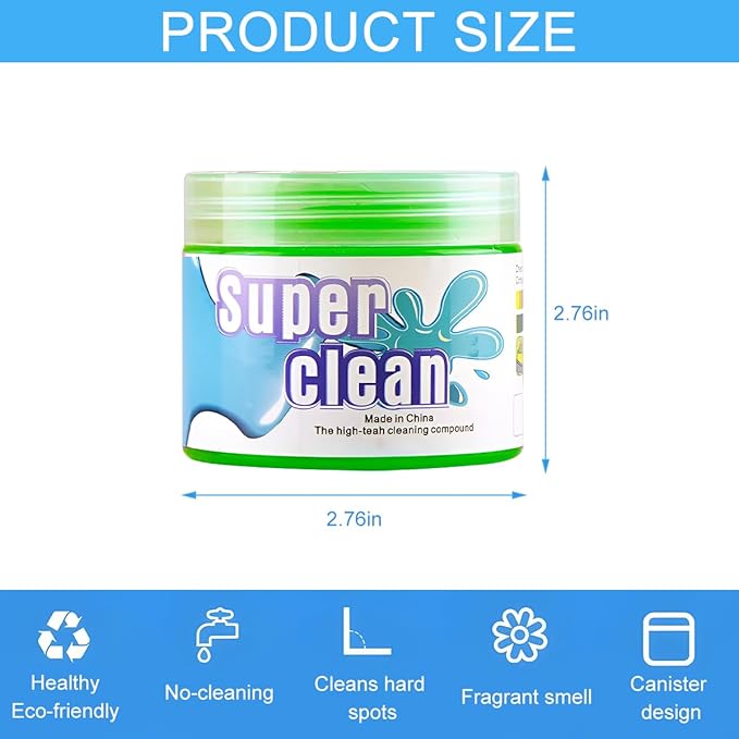 Car Cleaning Gel, Vehicle Dust Detailing Putty Slime Cleaner Kit for Air Vent, Reusable Automotive Interior Detail Clean Mud Removal Tool, Universal for SUV Sedan Truck (Green)