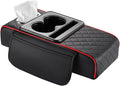 Car Armrest Cushion for Ford Focus I Sedan 1998-2001 2002 2003 2004 2005, Car Center Console Cover Armrest Pad with Cup Holder and Tissue Box, Car Accessories,Black-Red