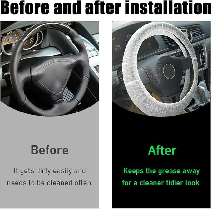 50PCS Disposable Car Steering Wheel Cover, Non-Woven Auto Steering Wheel Protector with Elastic Trim, Universal Flexible Wheel Cover for Most Vehicles, Car Accessories