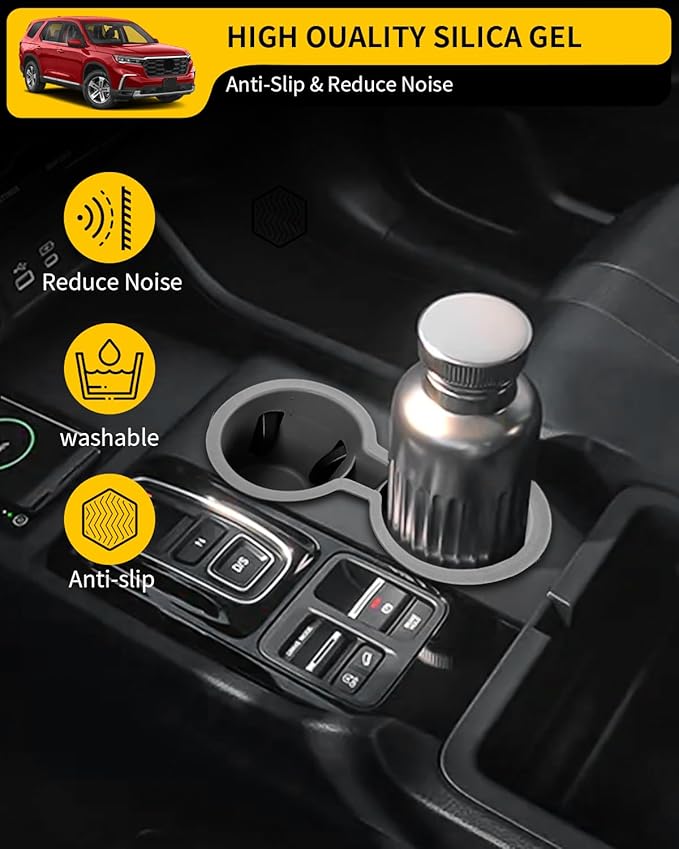 Maxzina Cup Holder Compatible with 2023-2026 Honda Pilot Car Center Console Cup Holder Insert Storage Box Interior Armrest Organizer for 2024-2026 Honda Ridgeline&Passport Accessories (Grey)