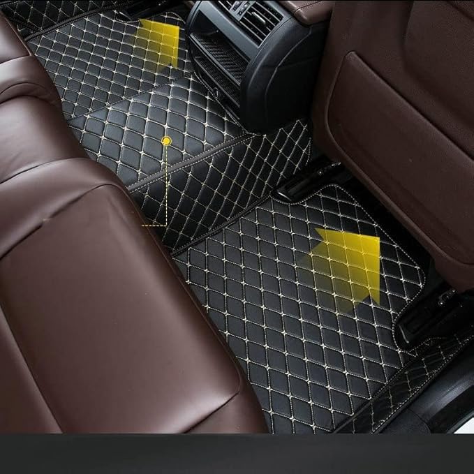 Custom Making Car Floor Mats for 96% Car Model Luxury Leather All Weather Waterproof Anti-Skid Full Coverage Liners (Light Brown and Black)