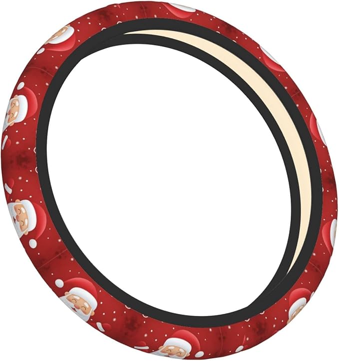 Neoprene Steering Wheel Cover Santa Claus Merry Christmas Car Steering Wheel Cover Universal Fit for Most Cars