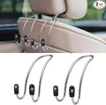 2PCS Car Headrest Hook Hangers, Bling Stainless Steel Car Backseat Holder, Strong Car Headrest Storage Hooks, Universal Car Organizers Accessories for Coats Umbrellas Grocery Handbags (Black)