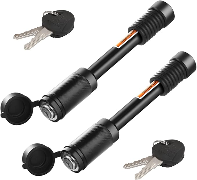 META Hardware Trailer Hitch Locks, Hitch Lock with 5/8'' Dia 4” Long Pin Fits Class III IV V 2" 2-1/2", 3" & 3-1/2" Hitches, Locking Hitch Pin with Anti-Rattle O-Rings for Trailer Truck Boat (2 Pack)