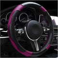 Car Steering Wheel Cover, 15 Inch Carbon Fiber Leather Stitching Color Steering Wheel Protector, Anti-Slip Elastic Breathable Steering Wheel Cover Stylish Decor for Most Cars (Black&Purple)