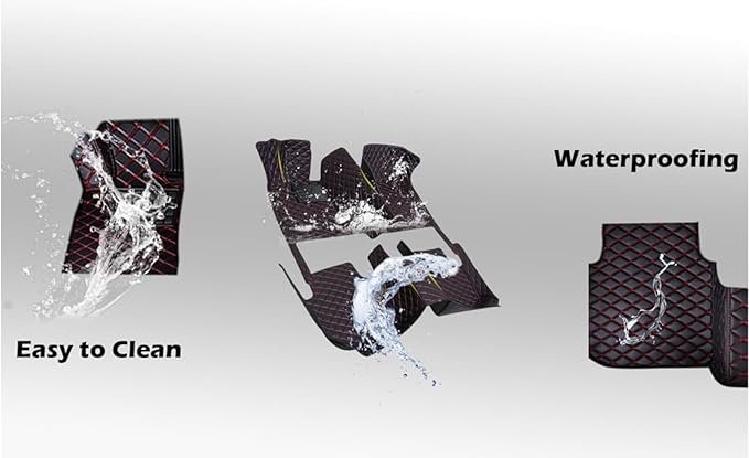 Yaruicar Custom Personalized Floor Mats for Cars Luxury Full Coverage All Car Floor Mats Anti-Slip Leather Car Mat Set Trucks & SUVs Trucks Automotive Floor Mats Liners (Yellows Black Beige)