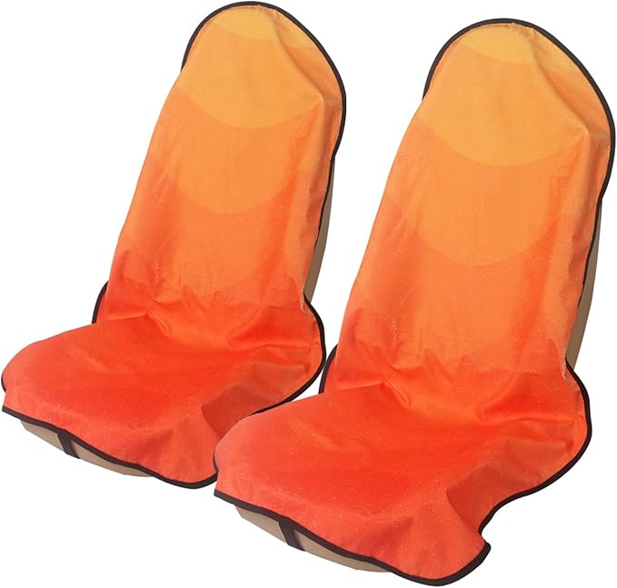 nbnhxnff Sweat Towel Car Seat Cover Protector Front Seats for Gym Workout, Running, Swimming, Beach and Hiking, Waterproof Universal Seat Cover for Car, Trucks, Van & SUV (Orange, 2pcs Front Seat)