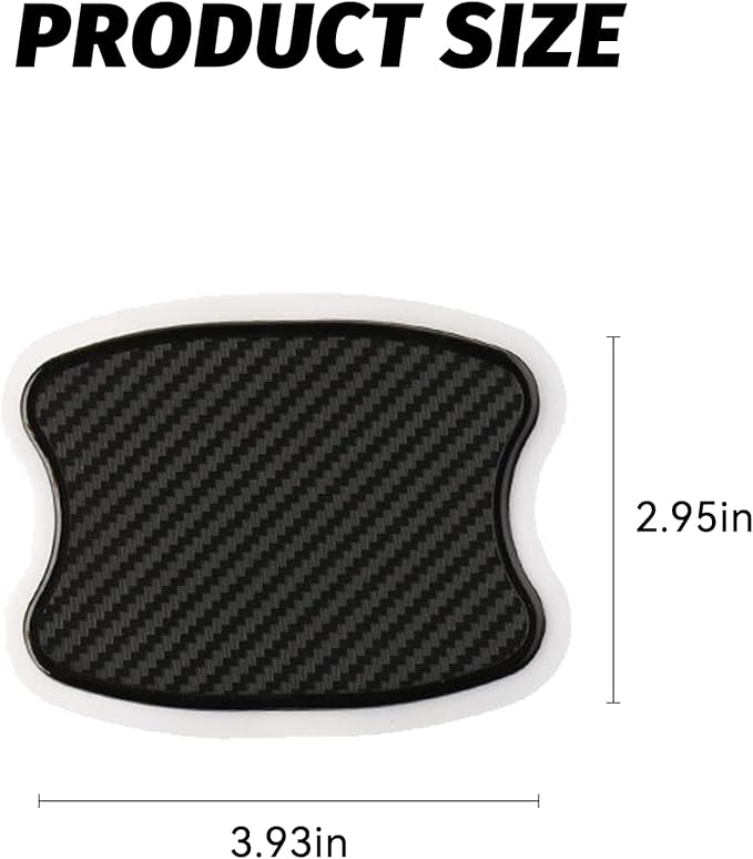 4Pcs Car Door Handle Stickers, 3D Carbon Fiber Texture Auto Door Cup Protective Film, TPU Scratch Protector Cover Guard Pad, Vehicle Door Bowl Paint Cover for Most Models(2.95''×3.93'')