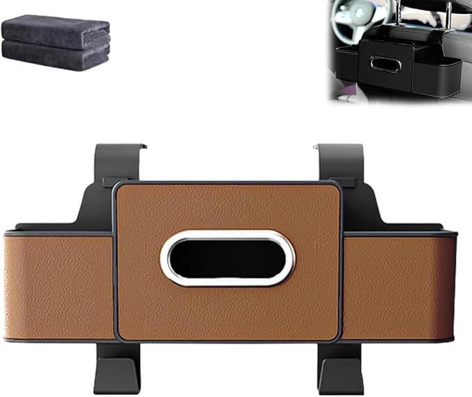 Car Organizers And Storage Box Behind Seat, Multifunctional Car Seat Back Storage Box, Large Capacity Backseat Hanging Organizer With Cup Holder & Hooks, For Road Trips & Daily Driving (Brown)