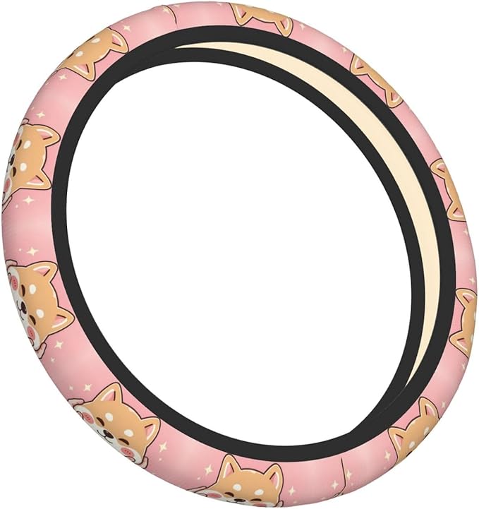 Funny Anime Dog Universal Fit Steering Wheel Cover for Car, Truck, and SUV, Durable Steering Wheel Protection