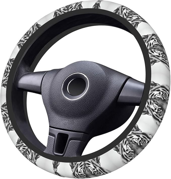 Neoprene Steering Wheel Cover Cool Tiger Car Steering Wheel Cover Universal Fit for Most Cars