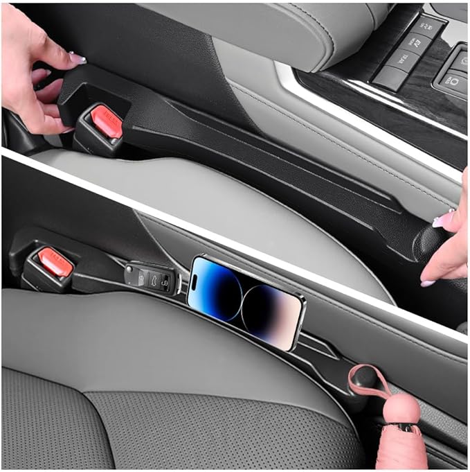 2026 Upgraded Car Seat Gap Filler 2 Pack,3 in 1 Car Seat Gap Organizer with Slot & Hook for Phone/Keys,Universal Anti-Drop in Between Cars Seats Catcher Fits for Truck SUV