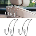 2PCS Car Headrest Hook Hangers, Bling Stainless Steel Car Backseat Holder, Strong Car Headrest Storage Hooks, Universal Car Organizers Accessories for Coats Umbrellas Grocery Handbags (White)