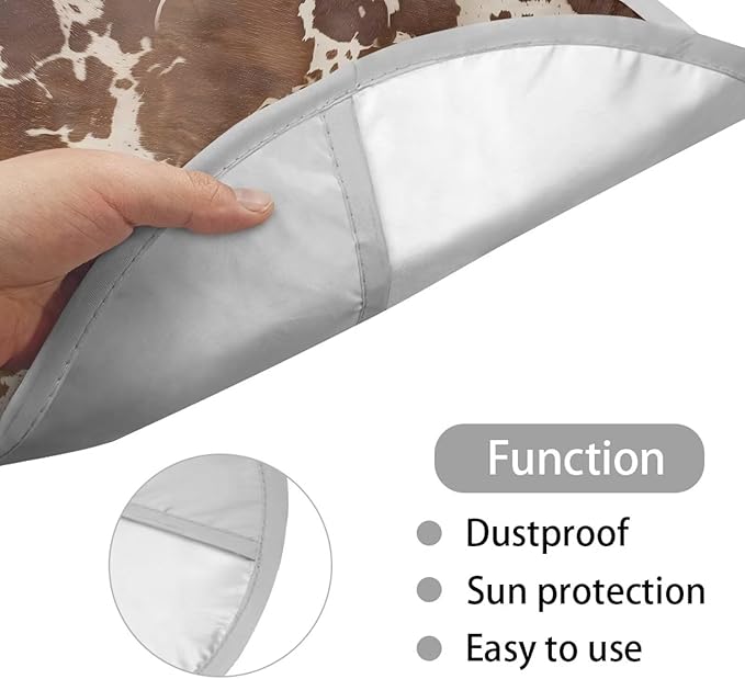 Retro Brown Cow Pattern Dustproof Steering Wheel Sun Shade Steering Wheel UV Reflector Shade Cover Vehicle Accessories for Women Men Universal Fit SUV Truck Car Van