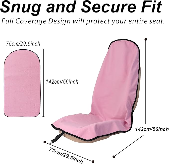 nbnhxnff Sweat Towel Car Seat Cover Protector Front Seats for Gym Workout, Running, Swimming, Beach and Hiking, Waterproof Universal Seat Cover for Car, Trucks, Van & SUV (Pink, 1pcs Front Seat)