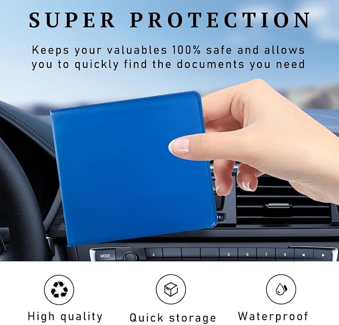 4 PCS Car Registration and Insurance Holder, 10.6''×4.8'' Essential Auto Card Glove Box Organizer with Closure, Vehicle Interior Accessories Perfect for Documents, Cards