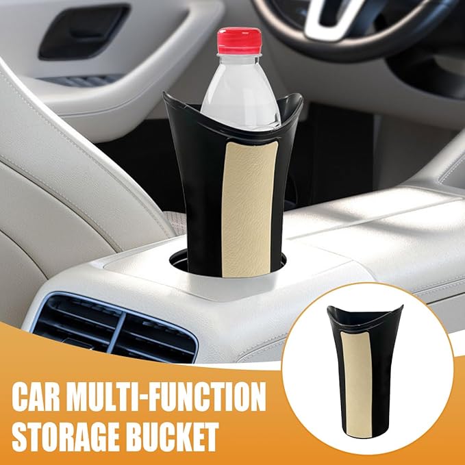 Car Umbrella Storage Bucket, Waterproof & Leakproof Auto Front Back Seat Door Umbrella Storage Hanging Holder, Portable Vehicle Center Console Armrest Trash Can for Home, Office(Beige)