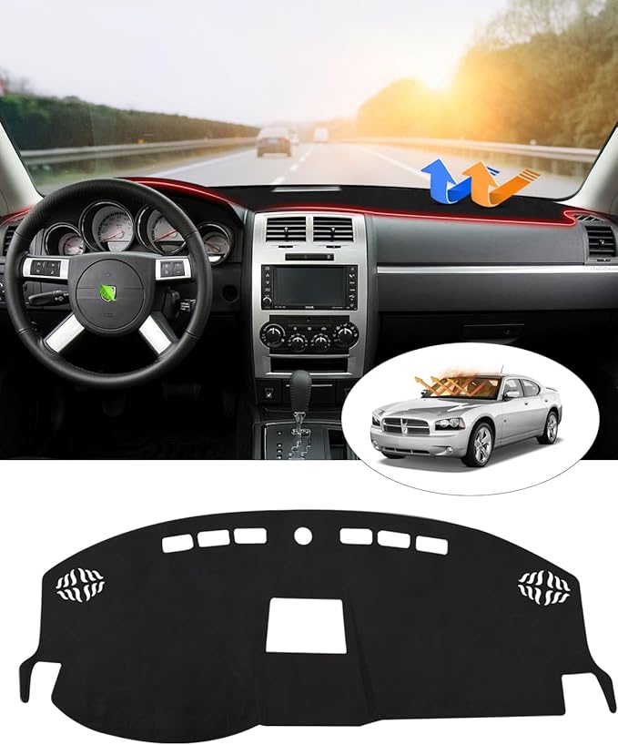 CARTIST Dash Cover Custom Fit for Dodge Charger 2008 2019 2010 Accessories Dashboard Cover Mat Non-Slip Pad Carpet Anti-Glare