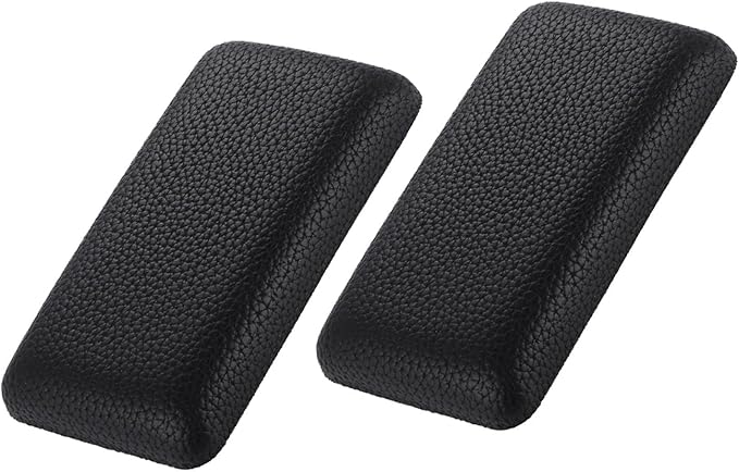 2pcs Car Knee Cushion, Auto Center Console Knee Cushion Soft Leather Car Driver Side Console Knee Support Pad Memory Foam Center Console Interior Accessories Door Armrest Elbow Support(Black Leather)