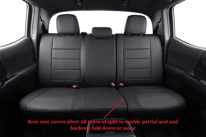 coverdream Tacoma Seat Covers Custom Fit for 2016-2023 Toyota Tacoma Access Cab/Xtra Cab SR SR5,Fully Covered Waterproof Faux Leather Truck Seat Protector-Full Set (Black)