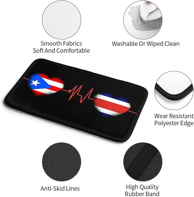 Auto Center Console Pad Puerto Rico Porto Rico Puerto Rican and Costa Rica Costa Rican Flag Be of one Mind Car Armrest Cover Armrest Seat Handrail Box Cover Cushion Universal Decoration Protector