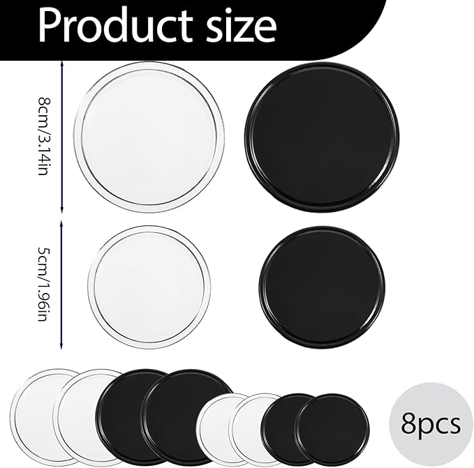 8 Pcs Sticky Gel Pads Reusable Silicone Non Slip Gel Pads Multi Function Removable Dashboard Mat Non Slip Sticky Mat for Car Dashboard Phone, Glass, Mirrors, Keys (White and Black)