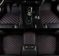 Customize Car Floor Mats for 99% Sedan SUV Sports Car All Weather Leather Full Coverage Waterproof Non-Slip Vehicle Lining Pads (Black Red)