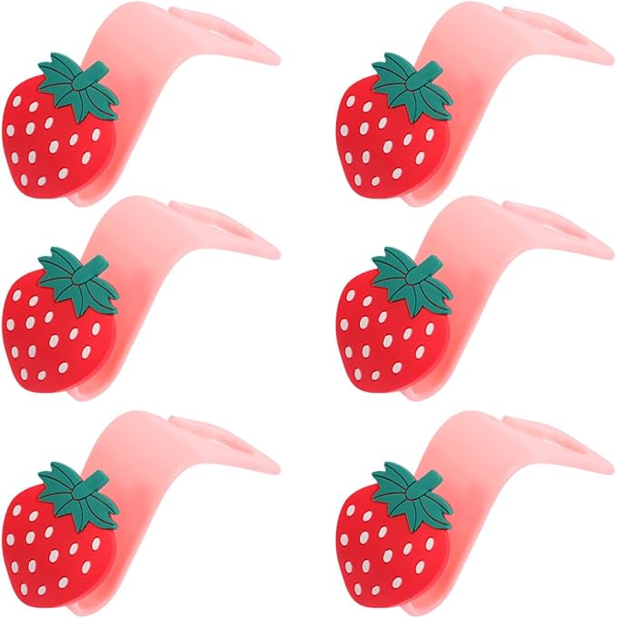 Milisten Strawberry Car Hooks for Seat Headrest 6-Pack Car Backseat Organizer Hooks for Bags and Accessories Easy Installation 3.74X2.95X1.77 Inch