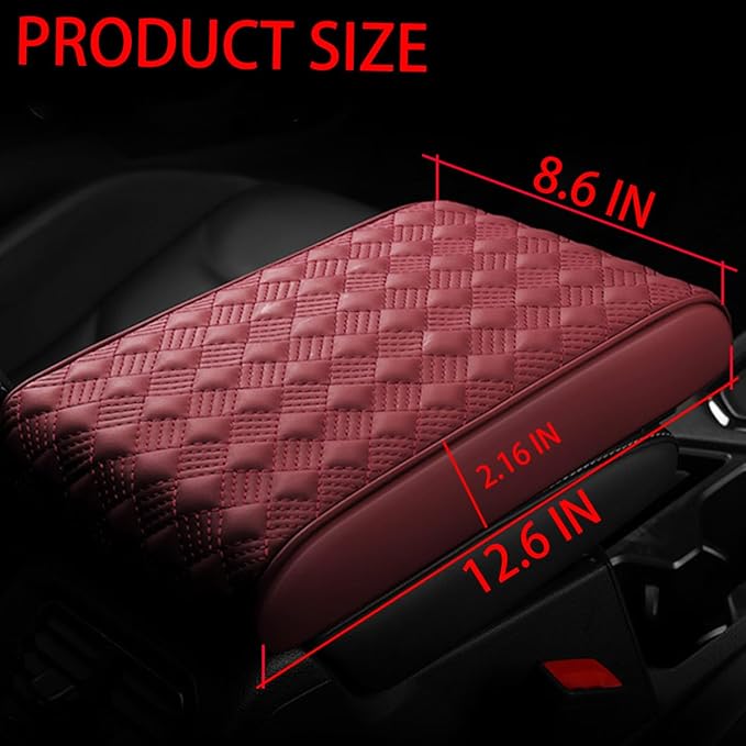 Car Armrest Cushion, Automotive Anti-Scratch Leather Memory Foam Center Console Pad Cover Protector Elbow Pillow Armrest Seat Box with Organizer Pockets Storage Bag, Universal Fit