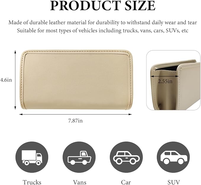 Car Trash Can, Leather Foldable Hanging Trash Bag, Multi-Function Mini Storage Box Garbage Can for Car Back Seats and Side Door, Beige