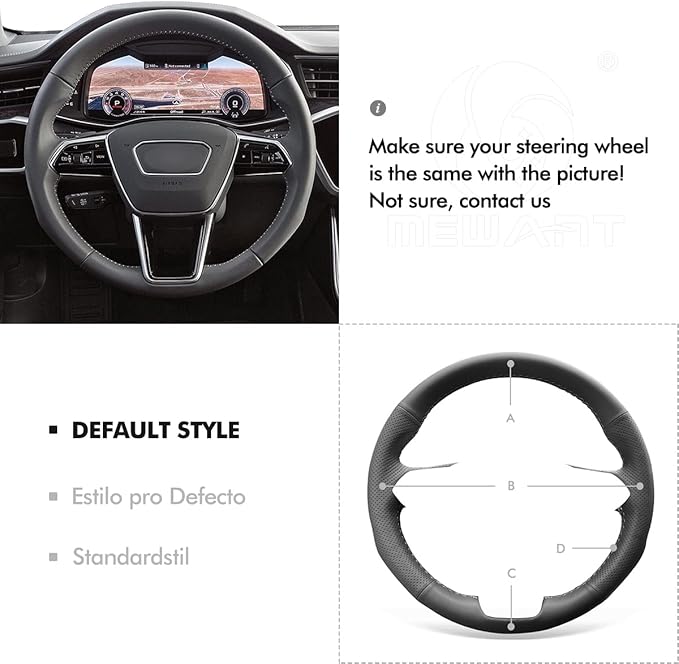 MEWANT DIY Genuine Leather Steering Wheel Cover for Audi A6 A6 Allroad A7 RS 6 Avant RS 7 S6 A7 Steering Wheel Protector