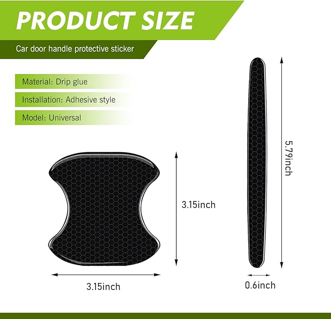8PCS Car Door Handle Cup Scratch Protectors, Waterproof & Sunproof Anti-Scratch Non-Marking Carbon Fiber Decals Decoration, for Most Cars, Trucks, SUVs (Black)