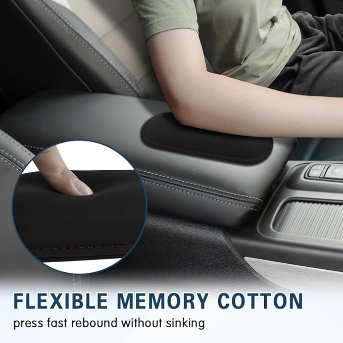 2PCS Car Door Armrest Pads, Soft Leather Car Armrest Cushion with Memory Foam, Comfortable Auto Center Console for Leg Elbow, Elbow Pads Interior Accessories Fit Most Vehicles (Black)