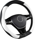 D Shape Steering Wheel Cover,Microfiber Leather D Type Steering Wheel Cover Breathable Anti-Slip Flat Bottom Shaped Steering Accessories for Women Men 15inch (White)