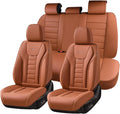 Coverado Car Seat Covers Full Set, Seat Covers for Cars, Front Seat Covers and Back Seat Cover Waterproof Leather Automotive Seat Cover, Universal Car Interior Protectors Cushion for Most Cars