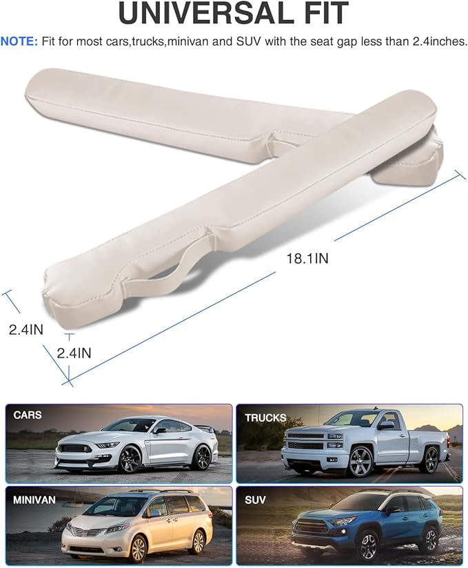 Homaupt Leather Car Seat Gap Filler Universal for Car Truck SUV to Block The Gap Between Seat and Console Stop Things from Dropping 2 Packs Beige