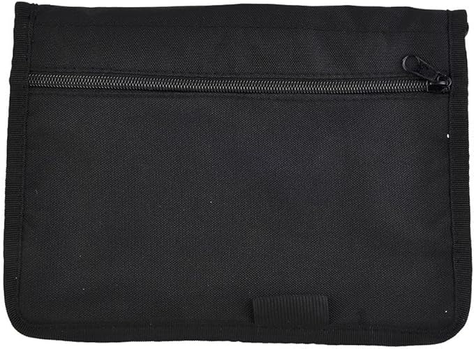 Car Glove Box Organizer Storage Folder for Documents and Manuals, 600D Oxford Cloth with Zippered Pocket and Elastic Loop, Black
