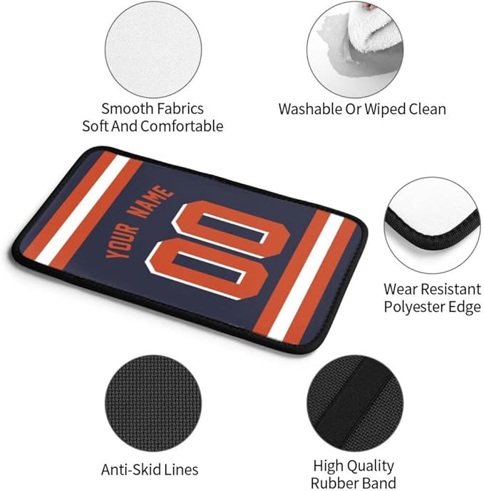 Custom Car Armrest Cover,Add Personalized Name and Number As Gifts for Loyal Football Fans,American Football Auto Center Console Pad Car handrail Box Cushion,Fit for Most Car Seat Box Cover Protector