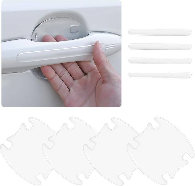 8PCS Car Door Handle Protector with Sport Word,Stylish PVC Car Door Handle Scratch Protector for Avoiding Scratch,Universal Cars Handles Protectors Cars Exterior Accessories (Transparent)