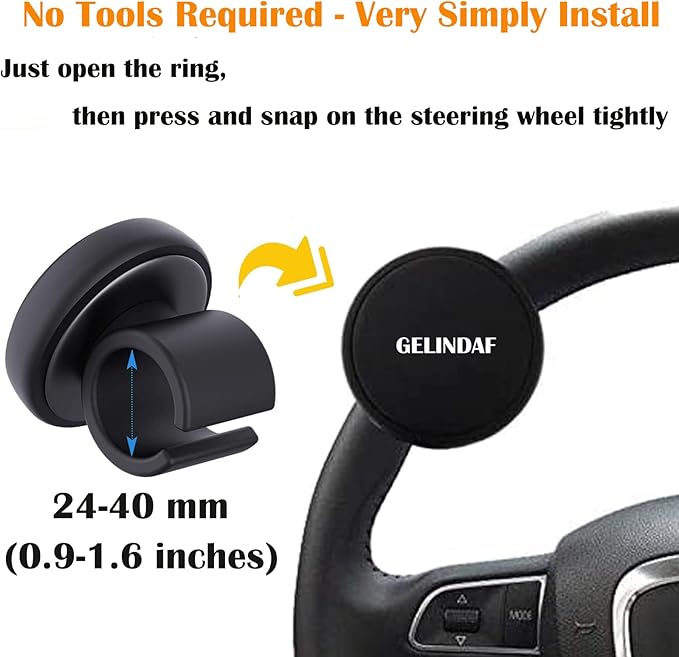 Car Steering Wheel Knob, Smooth Steering Wheel Spinner With Bearing, Universal Silicone Vehicle Steering Wheel Knobs Ball Suicide Knob for Car, SUV, Trucks, Tractors, Boat No Tool Required (Black)