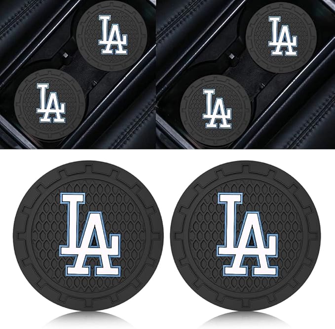 Silicone Dodgers Car Cup Holder Coasters,Baseball Fans Car Coasters for LA Dodgers Fans, Non-Slip Universal Fit Cup Holder Insert