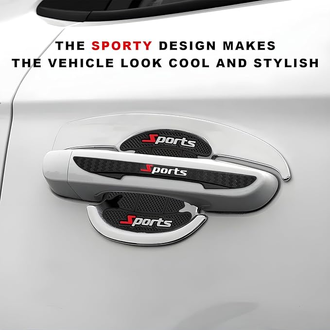 8PCS Car Door Handle Protector, Sports Car Door Cup Scratch Protector Handle Bowl Sticker, Non-Marking Self Adhesive Paint Guard Protective Film for Vehicle Doors Handles